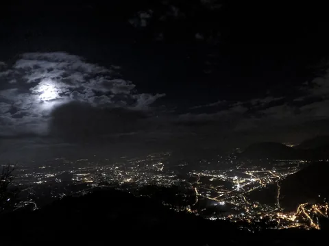 Avellino at night, seen from Montevergine